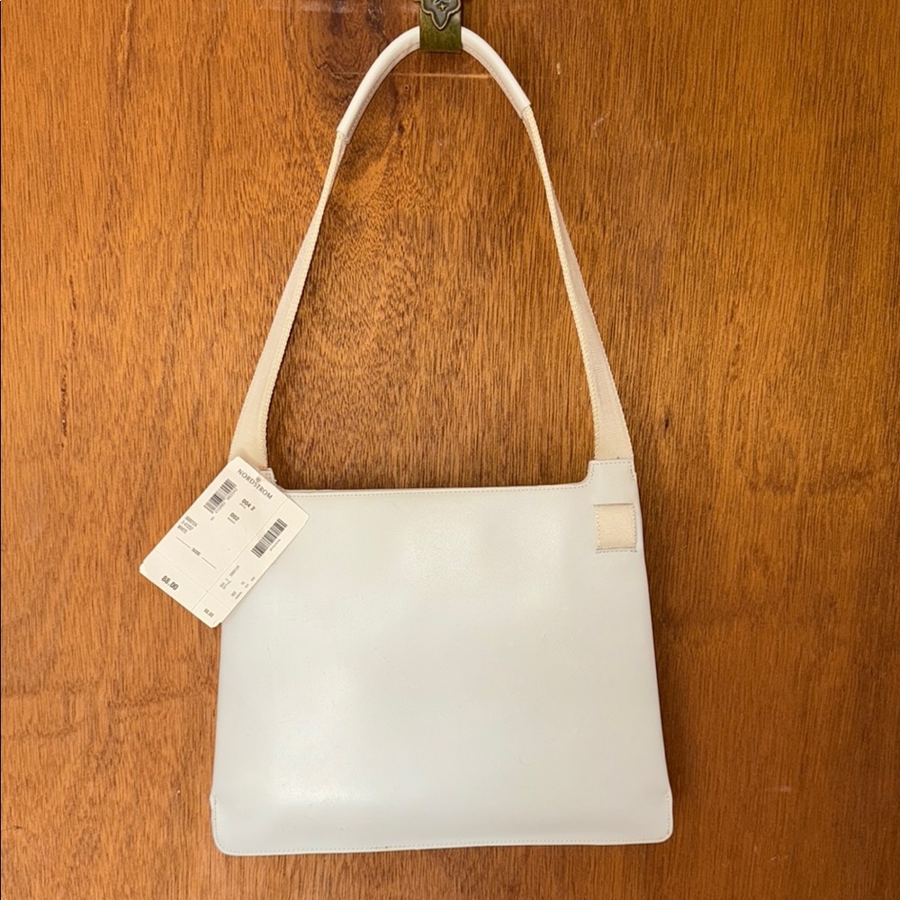 Classiques Entier Cream Woven Shoulder Bag with Metal Accents